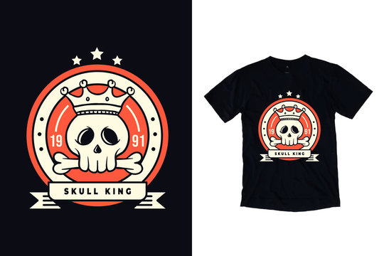 Skull vintage illustration for black t shirt design