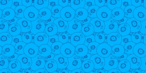 Seamless pattern with abstract linear berries. bilberry, blueberry, whortleberry. 