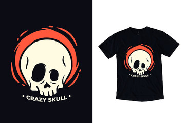 Crazy skull illustration for t shirt design