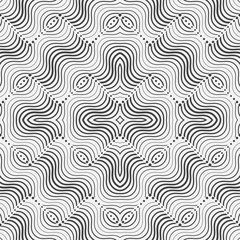 Seamless geometric pattern with thin curved lines.