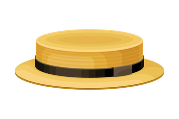 Wide-brimmed Stylish Male Headwear as Clothing Item Vector Illustration