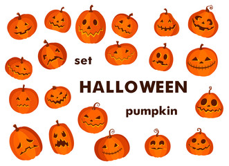 Spooky halloween element. Set of cartoon pumpkin.