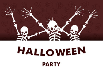 Cartoon character funny skeletons. Halloween Party. Trick or treat.