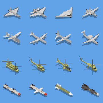 Military Air Forces Isometric Set