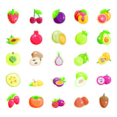 Fresh Fruits Flat Icons Pack 