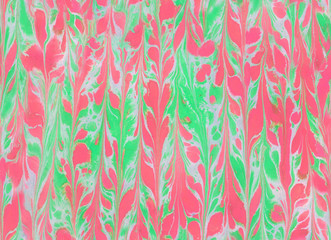 Seamless leaf pattern. Seamless abstract floral background.  Ebru turkish marbling. sumingashi. neon green bright pink.
