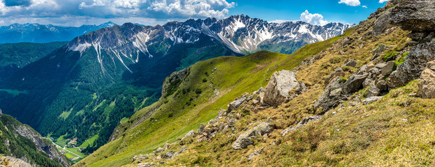 Summer Austrian Alps, high mountain peaks