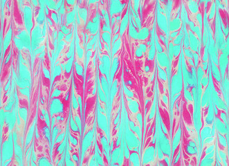 Seamless leaf pattern. Seamless abstract floral background.  Ebru turkish marbling. sumingashi. Pink neon skyblue.