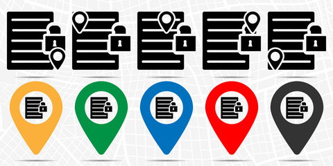 The text file with lock icon in location set. Simple glyph, flat illustration element of web, minimalistic theme icons