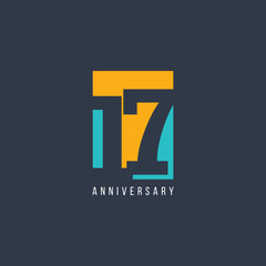 17 Th Anniversary Celebration Vector Template Design Illustration - obrazy, fototapety, plakaty