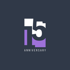 15 Th Anniversary Celebration Vector Template Design Illustration - obrazy, fototapety, plakaty