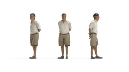 3D rendering of a man standing looking with his hand behind his back