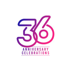 36 Years Anniversary Celebration Vector Template Design Illustration