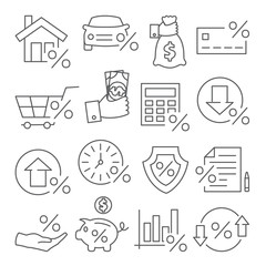 Loan and Credit line icons on white background