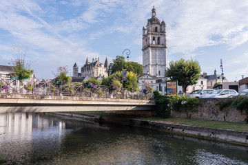 Beautiful royal city of Loches, and its Chateau de Loches in the Loire Valley (France)