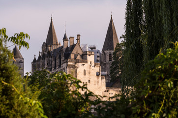 Fototapeta na wymiar Beautiful royal city of Loches, and its Chateau de Loches in the Loire Valley (France)