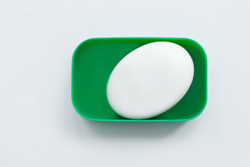 soap in a soap dish on a white background