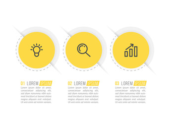 Minimal Business Infographics template. Timeline with 3 steps, options and marketing icons .Vector linear infographic with three conected elements. Can be use for presentation.