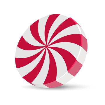 Red And White Peppermint Candy Vector Illustration