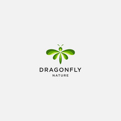 Green dragonfly logo design template - vector