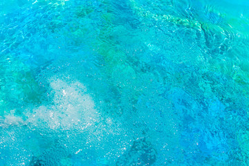 Fresh blue water conservation. Blue water with bubles Background.