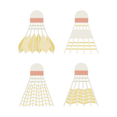 Set with shuttlecocks for big tennis, badminton tournament. Sports equipment, competitions, hobbies, physical culture, healthy lifestyle. Flat vector illustration.