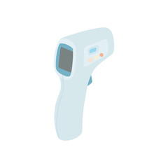 Non-contact laser thermometer illustration. Infrared non-contact laser thermometer for remote temperature measurement in case of illness or virus.
