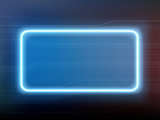 Neon glowing blue frame on a modern background