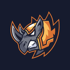 armored Rhinoceros sport logo design