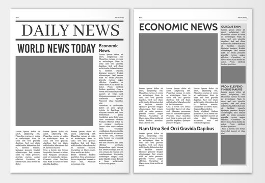 Newspaper pages template. News paper headline vector mockup. Tabloid journal simple background. Newsprint modern style
