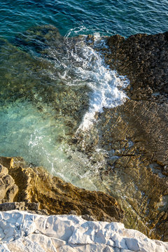 A view of the ocean coastline of Premantura Kamenjak in Croatia