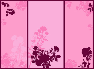 pink background with roses in dark frame