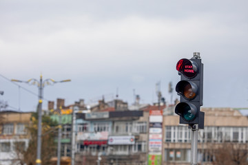 stay home at traffic light
