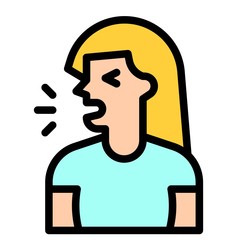 Woman coughing vector illustration, filled style icon
