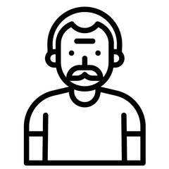 Old man avatar vector illustration, ine style icon
