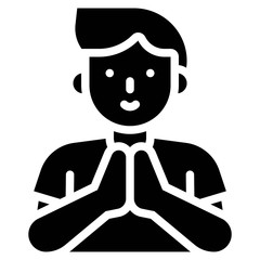 Greeting by press the hands together, solid style icon