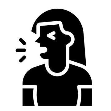 Woman Coughing Vector Illustration, Solid Style Icon