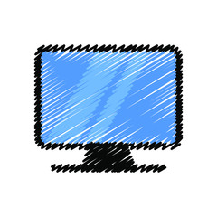 Computer monitor hand drawn icons. Vector elements for trendy and modern design. Hand drawn icons isolated on a white background. Vector illustration. Vintage icon