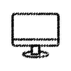 Computer monitor hand drawn line icons. Stroke vector elements for trendy and modern design. Vector hand drawn line icons isolated on a white background. Vector illustration