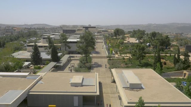 The Israel Museum from the air, moving backward
