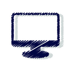 Computer monitor hand drawn solid icons. Stroke vector elements for trendy and modern design. Vector hand drawn solid icons isolated on a white background. Vector illustration. Vintage texture icons