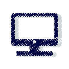 Computer monitor hand drawn solid icons. Stroke vector elements for trendy and modern design. Vector hand drawn solid icons isolated on a white background. Vector illustration. Vintage texture icons