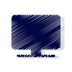 Computer monitor hand drawn solid icons. Stroke vector elements for trendy and modern design. Vector hand drawn solid icons isolated on a white background. Vector illustration. Vintage texture icons