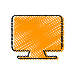 Computer monitor hand drawn icons. Stroke vector elements for trendy and modern design. Vector hand draw icons isolated on a white background. Vector illustration