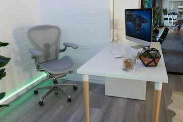 Workstation in home office with computer