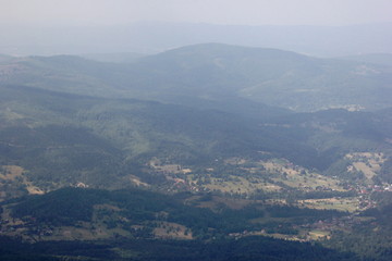 Areal view from Babia Gora peak, Polish Beskid Mountains