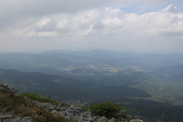 Fototapeta na wymiar Areal view from Babia Gora peak, Polish Beskid Mountains