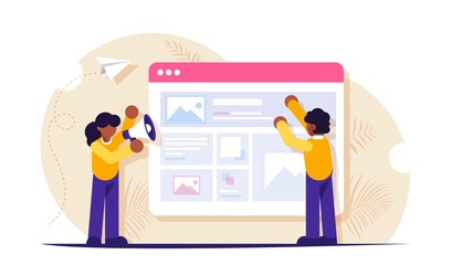 People are working on creating a content plan for future posts or articles. Modern flat vector illustration