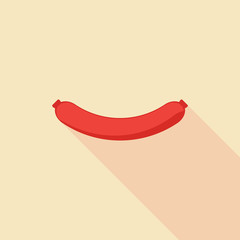 Sausage icon with shadow. Flat vector illustration.
