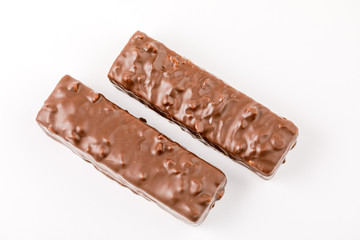 waffle chocolate dessert on a white isolated background.